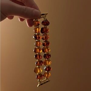 Elegant Gold and Amber Beaded Watch band